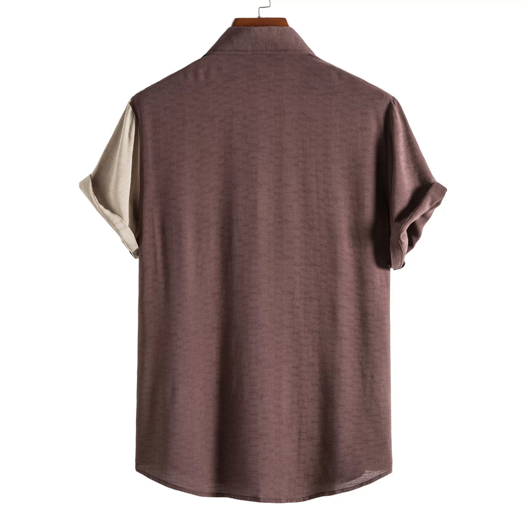 Men's fashion casual splicing short sleeve shirt for men