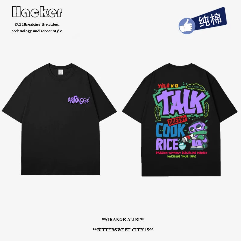 Vintage Cartoon Cotton T-Shirt – Retro Streetwear Tee