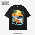 Q-Bar Pattern Hawaiian Cotton T-Shirt – Casual Summer Tee