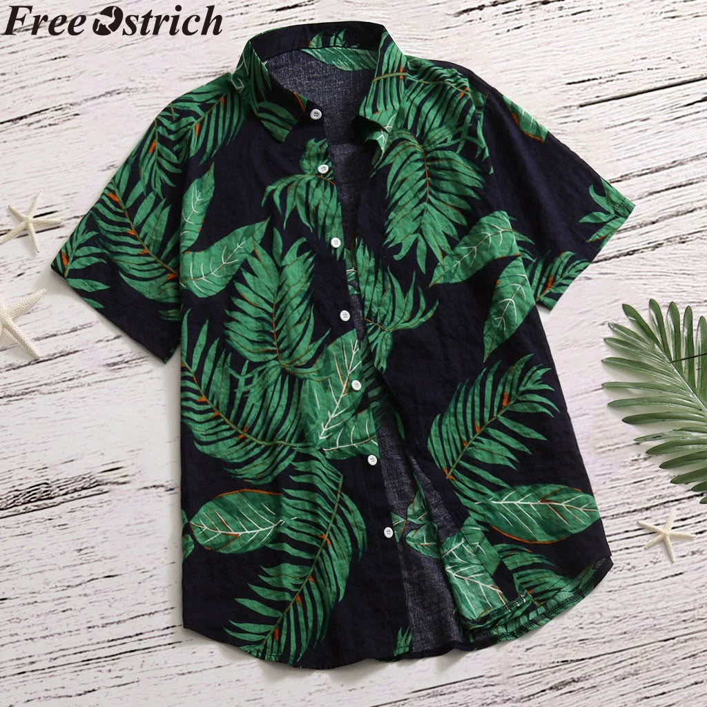 Hawaiian Men short Sleeve Print Shirt Casual Loose Tops