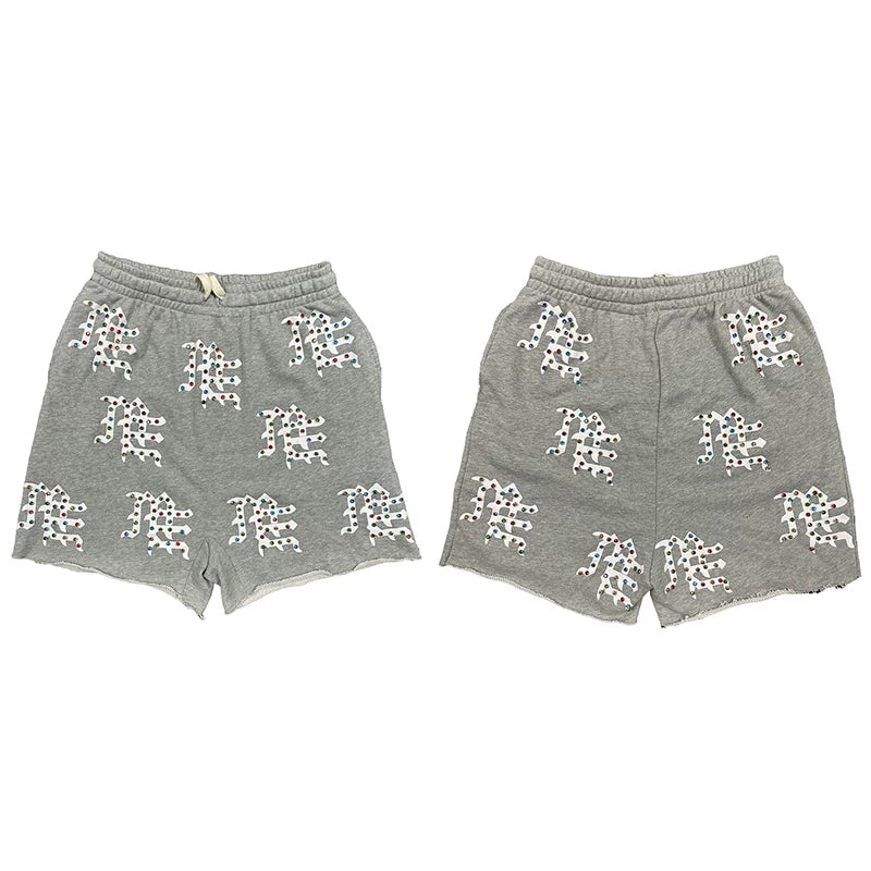 High version Mixed EMOTION ME American retro waffle mesh hot drilled hole shorts for both men and women