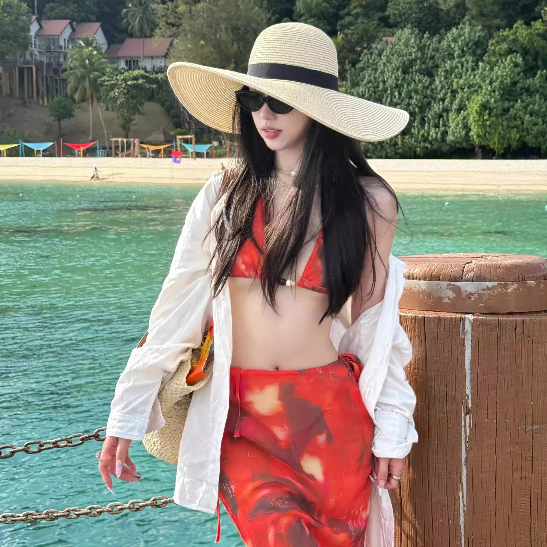 Straw hat women's seaside summer foldable 2026 new French style sun shading and sun protection beach hat with large brim vacation style sun hat