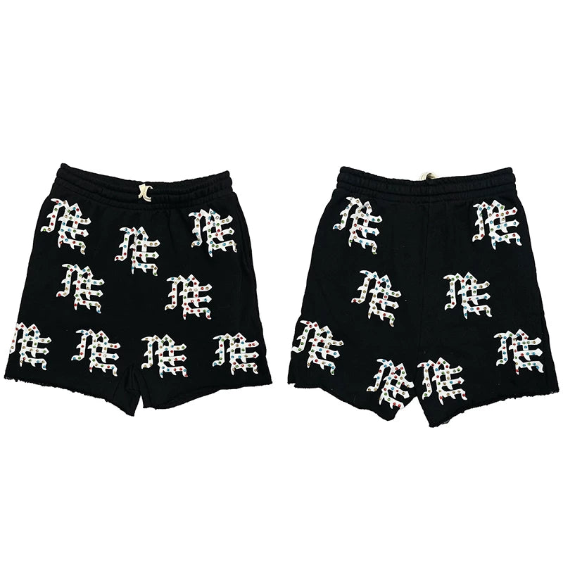 High version Mixed EMOTION ME American retro waffle mesh hot drilled hole shorts for both men and women