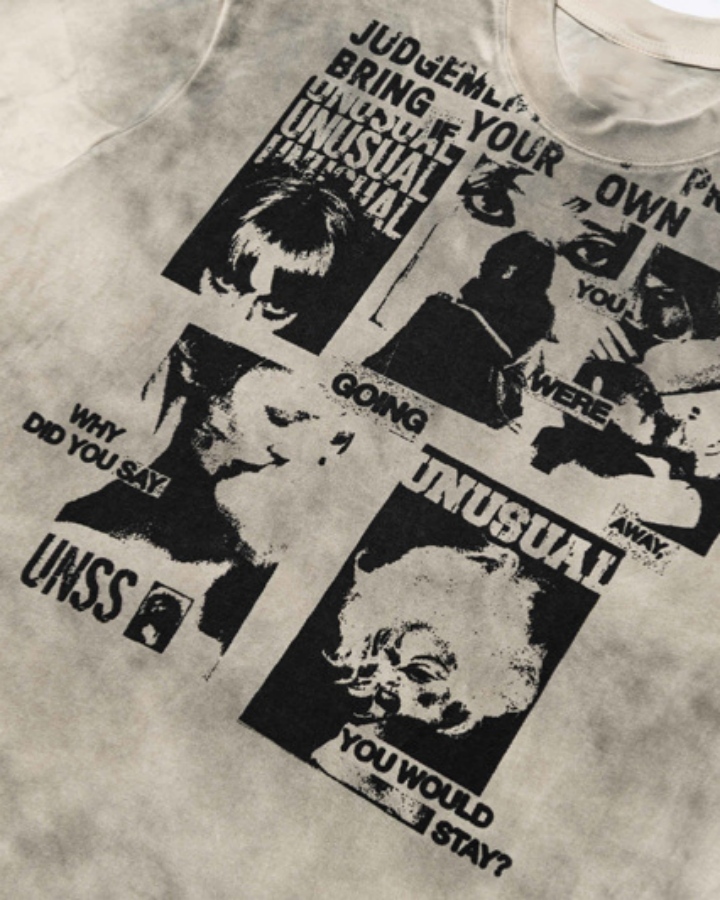 American Retro Tie-Dye Distressed Print Casual T-Shirt