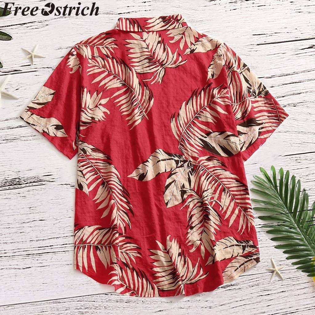 Hawaiian Men short Sleeve Print Shirt Casual Loose Tops