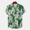Retro Hawaiian Print Men's Shirt - Short Sleeve Dress Collar Casual