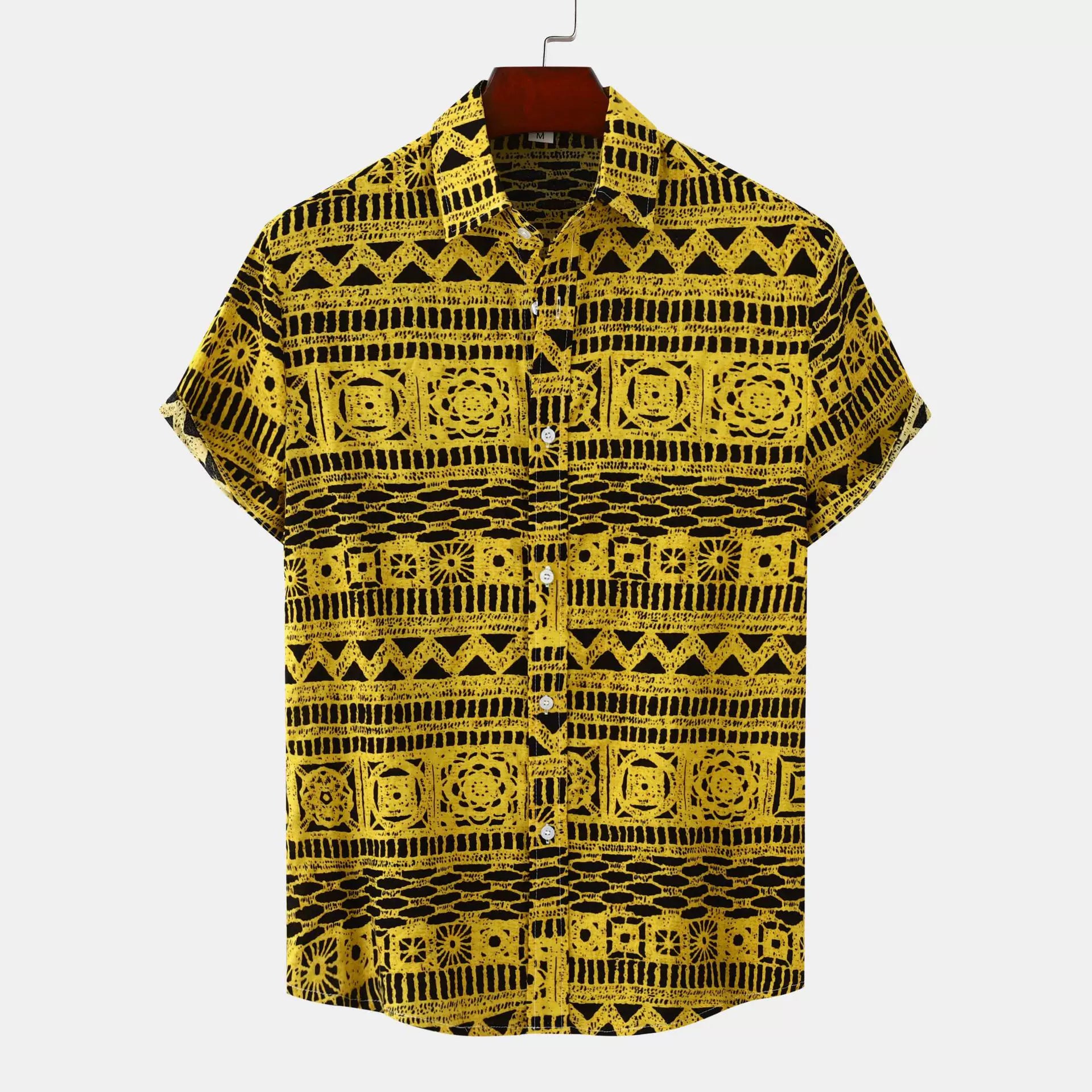 Ethnic style men's shirt Leisure beach lapel Hawaiian tops
