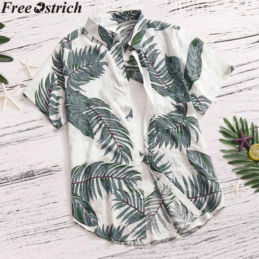 Hawaiian Men short Sleeve Print Shirt Casual Loose Tops