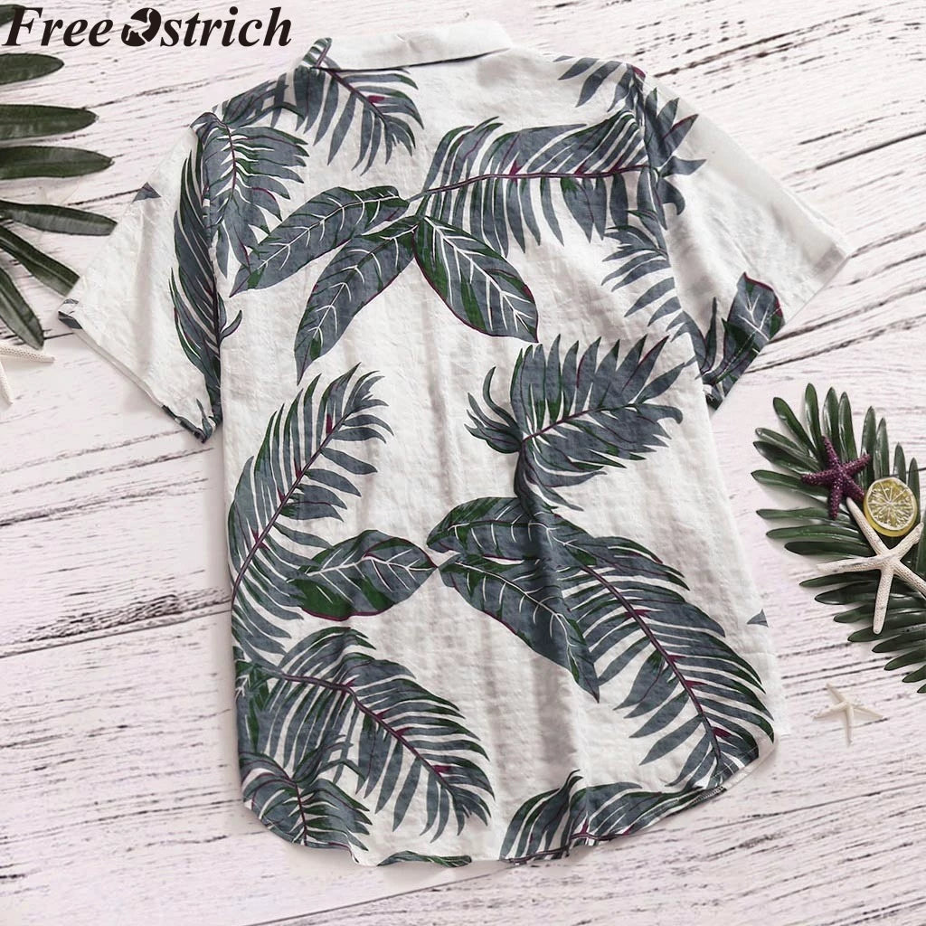 Hawaiian Men short Sleeve Print Shirt Casual Loose Tops