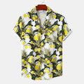 Vintage Hawaiian Print Short Sleeve Shirt - Dress Collar Youthful Retro Style