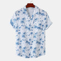 Vintage Hawaiian Floral Short Sleeve Shirt - Men's Dress Collar Retro