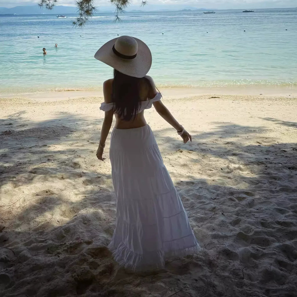 Straw hat women's seaside summer foldable 2026 new French style sun shading and sun protection beach hat with large brim vacation style sun hat