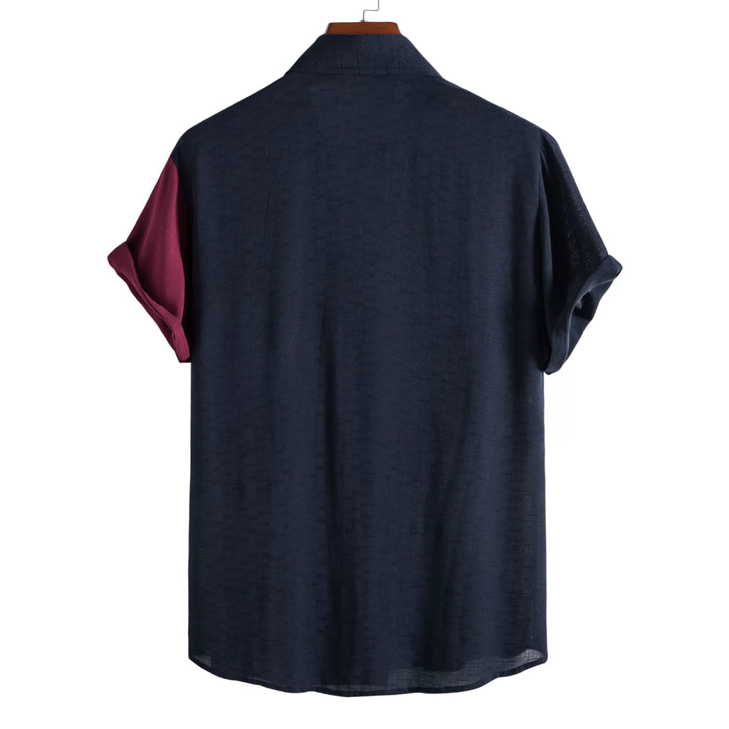 Men's fashion casual splicing short sleeve shirt for men