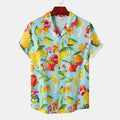 Vintage Hawaiian Print Men's Short Sleeve Shirt - Dress Collar, Youthful & Trendy