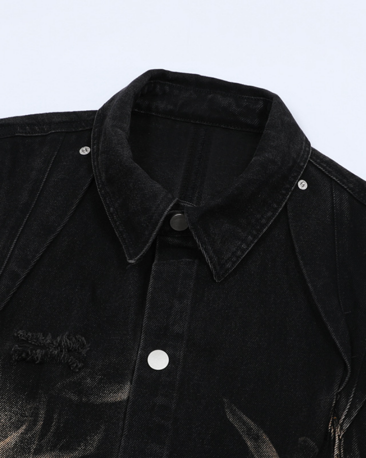 Vintage Washed Shadow Print Short Sleeve Shirt