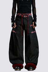 Path Fire Fur Barrel Jeans Black