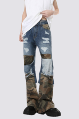 Raw Glow Ripped Camouflage Bootcut Jeans