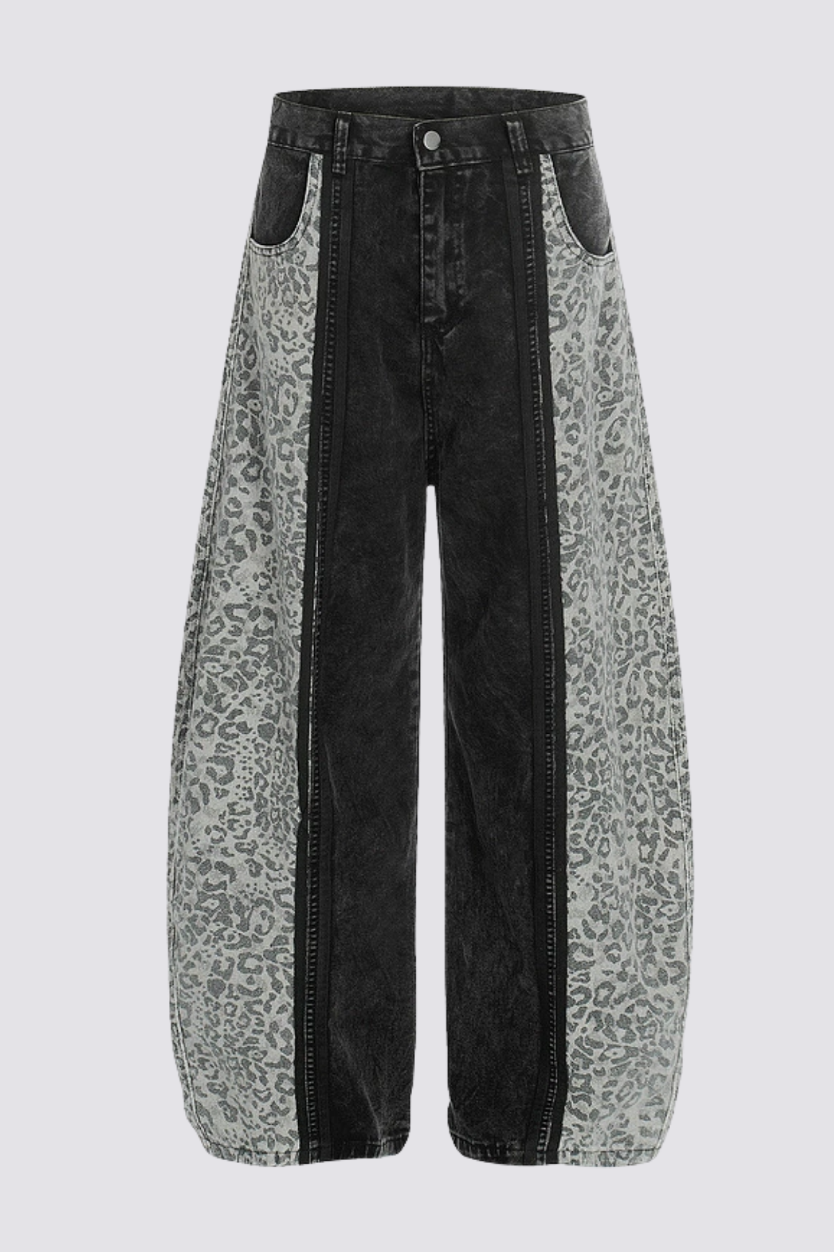 Raw Traction Leopard Barrel Jeans