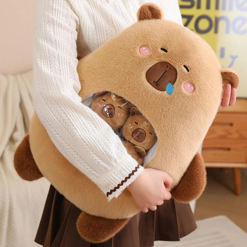 A Bag of 6 pcs Capybara Plushies Mini Pillow Plush Toys 40x45cm - Pink/Brown