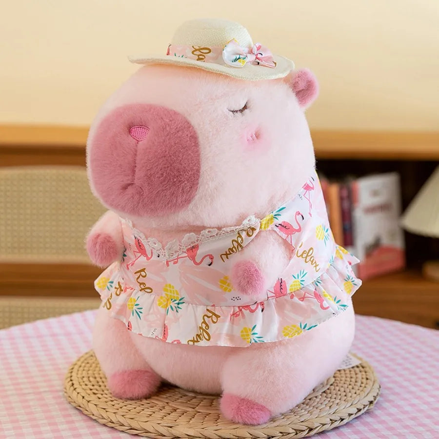 Cute Capybara With Beach Wear (Hat/Shirt/Swim Ring) Plush Toys 24cm - 3 Styles