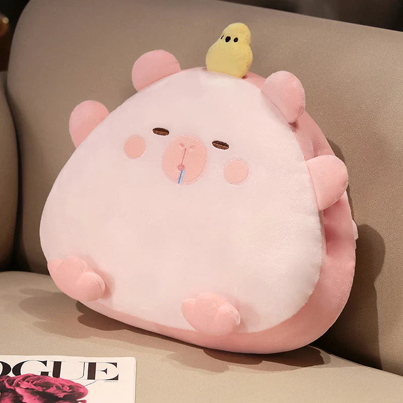 Cute Capybara Hand Warmer Pillow Plush Toys With/Without Blanket -Orange/Pink/Brown