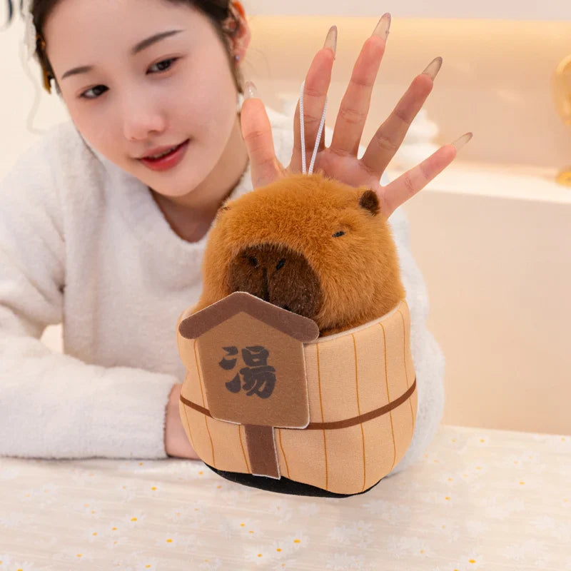 Cute Capybara With Hot Bath Tub Toys 25cm Or Plush Keychains 15cm