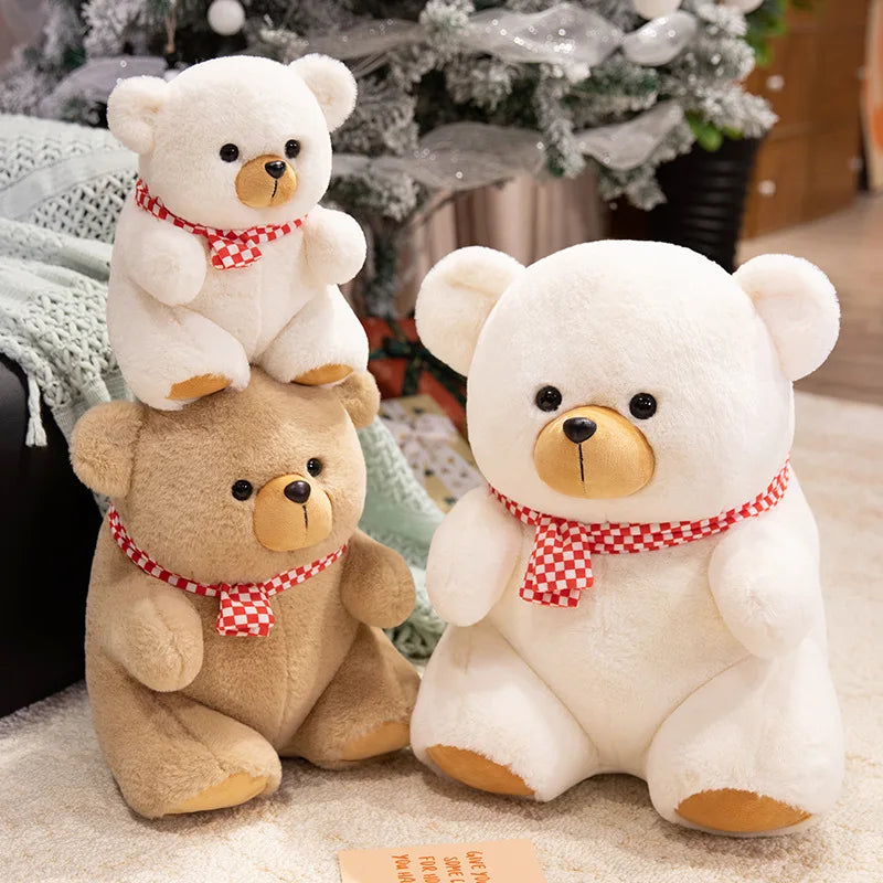 Cute Teddy Bear With Scarf Plush Toys 25/35/45cm - Brown/White