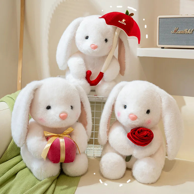 Cute Rabbit With Rose/Apple/Milk/Present Plush Toys 25/35cm - 5 Styles