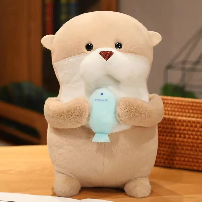 Cute Otter With Fish Plush Keychains 11cm Or Plush Toys 21/31cm