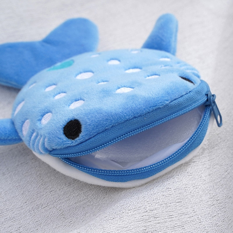 Whale Shark Coin Purse Plush Bags - Grey/Blue