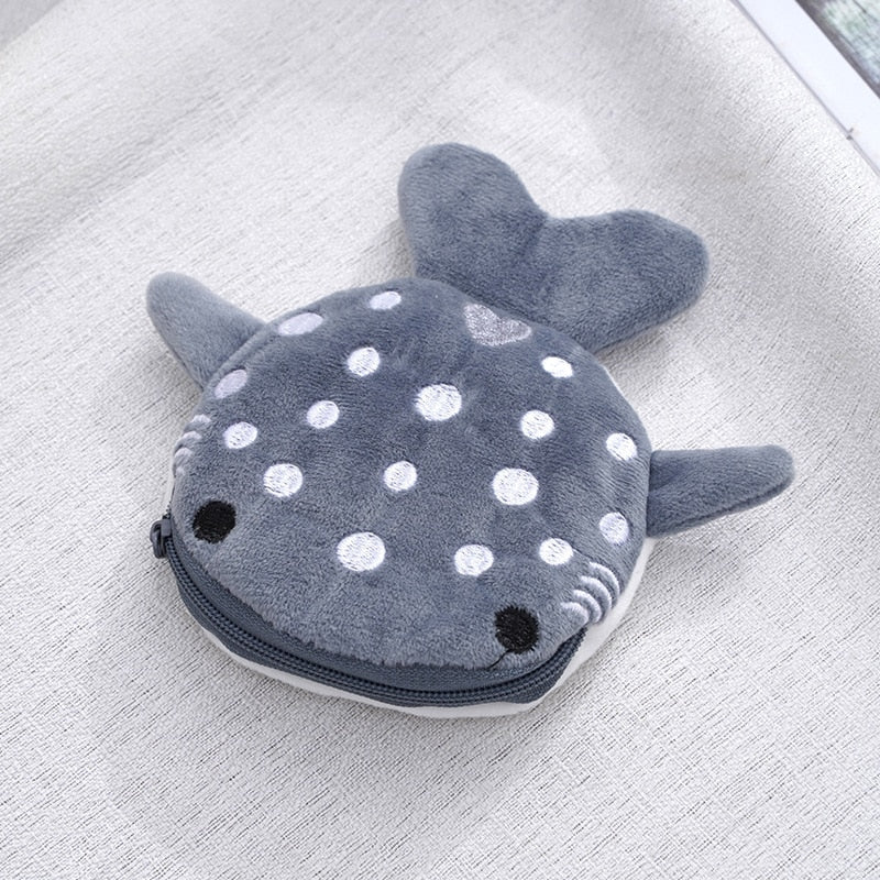 Whale Shark Coin Purse Plush Bags - Grey/Blue