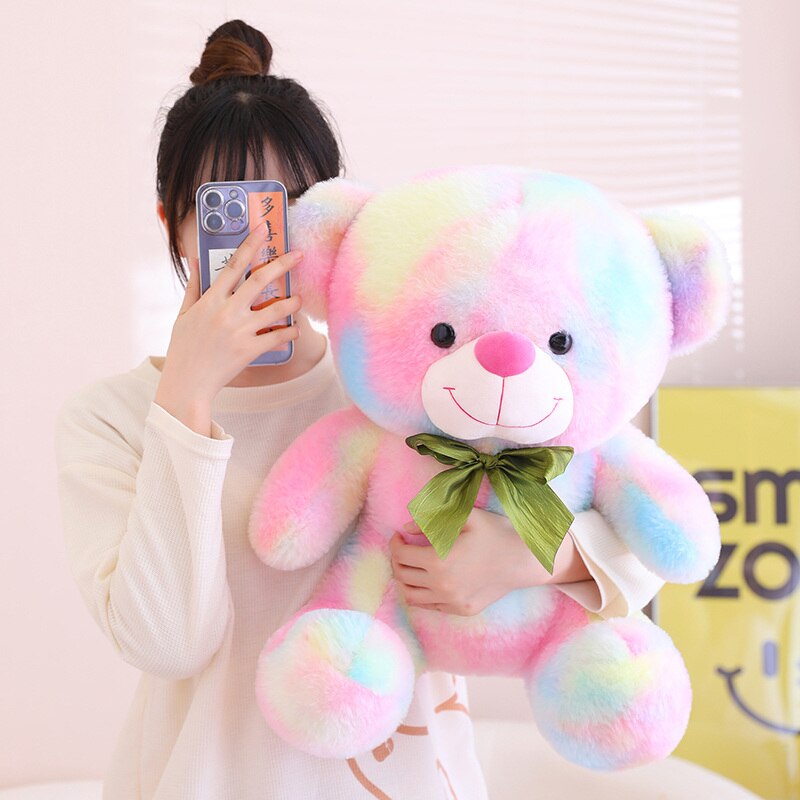 Teddy Bear(With Lovely Bow) Plush Toys - Brown/Colourful 25cm