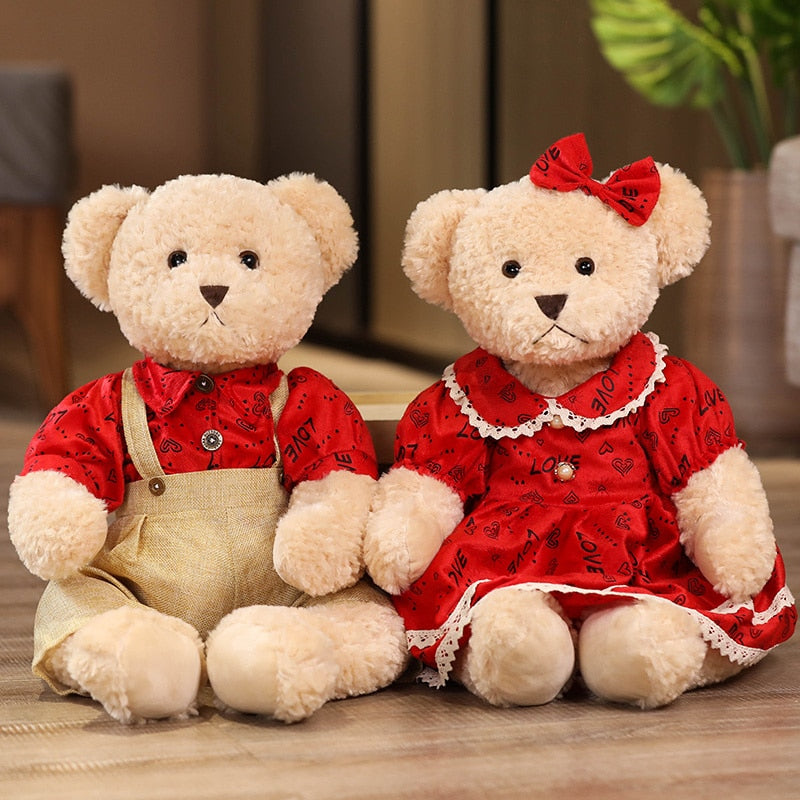 Teddy Bear Couple With Cloth Plush Toys 2pcs/lot 45cm