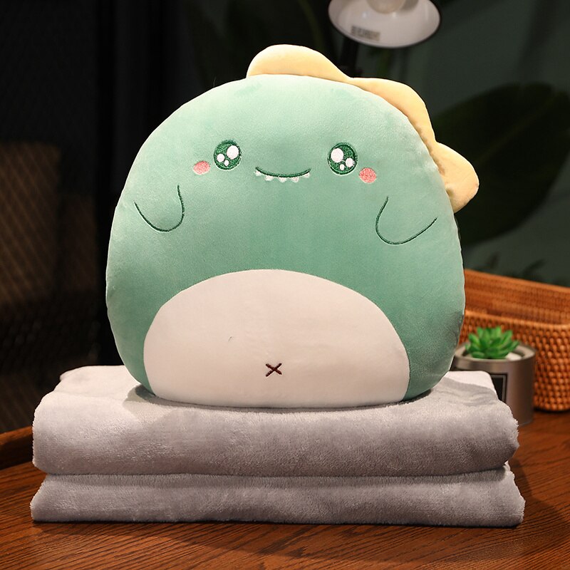 Animal (Dinosaur/Duck/Rabbit/Dogs/Chick/Cat/Pig) Squishy Hand Warmer Plush Toys with Blanket