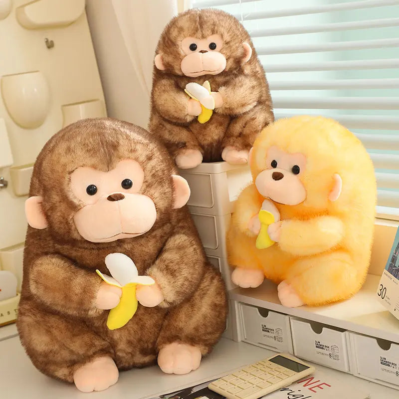 Cute Monkey With Banana Plush Toys 23/30/40cm - Yellow/Brown
