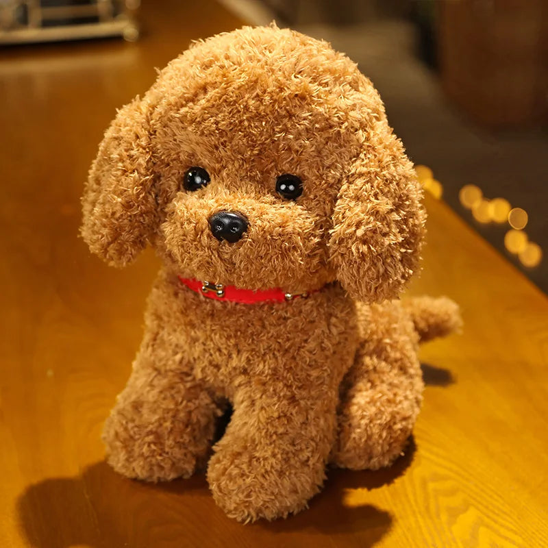 Cute Teddy Bear Dog With/Without Hair Clip Plush Toys 22/28cm (Brown/White/Khaki ) - 6 Styles