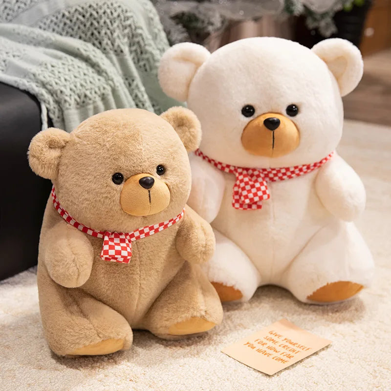 Cute Teddy Bear With Scarf Plush Toys 25/35/45cm - Brown/White