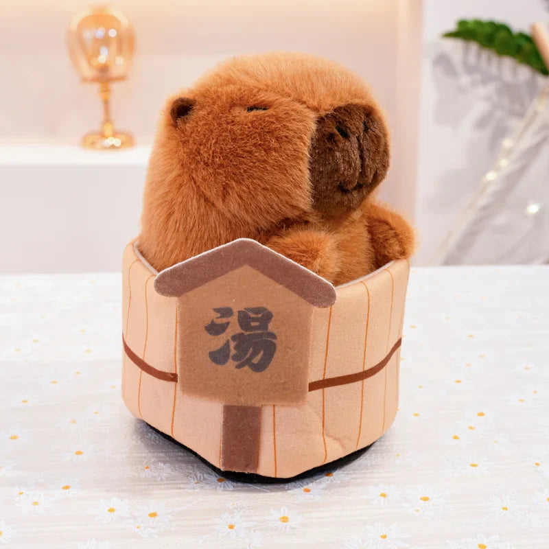 Cute Capybara With Hot Bath Tub Toys 25cm Or Plush Keychains 15cm