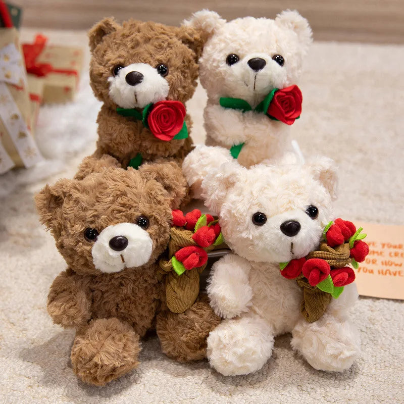 Teddy Bear With Rose/Christmas Hat/Bouquet/Graduation Plush Toys 17cm
