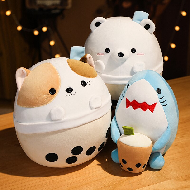 Animal (Cat/Bear/Shark) with Milk Tea Squishy Plush Toys