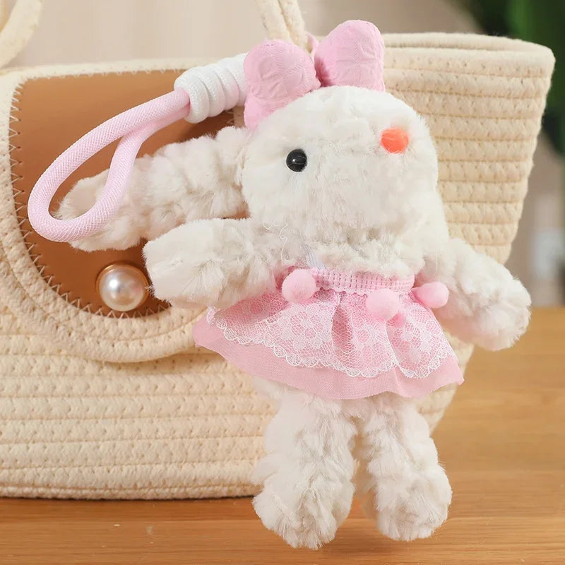Cute White Bunny With Dress Plush Keychains 20cm - 9 Styles