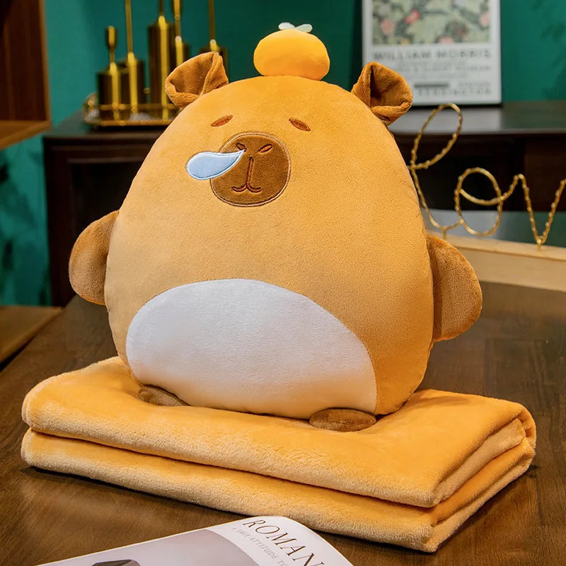 Cute Capybara Hand Warmer Pillow Plush Toys With Blanket - 3 Styles