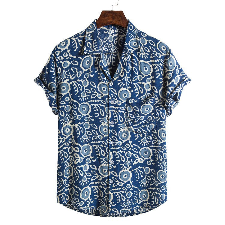Men's Vintage Paisley Hawaiian Shirt – Casual Short Sleeve Button-Up Summer Beach Shirt