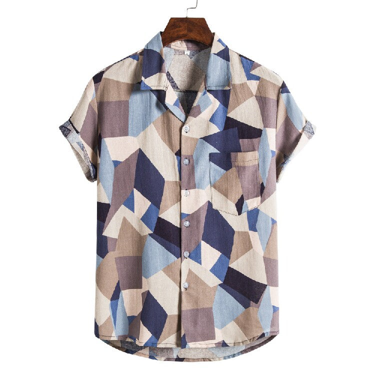 Men's Vintage Paisley Hawaiian Shirt – Casual Short Sleeve Button-Up Summer Beach Shirt
