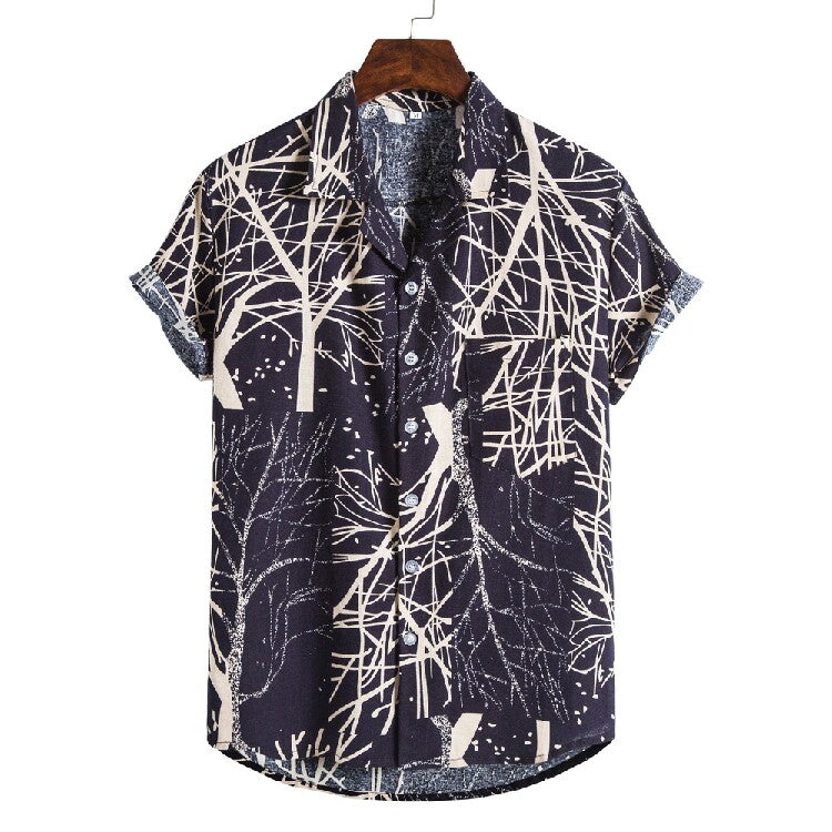 Men's Vintage Paisley Hawaiian Shirt – Casual Short Sleeve Button-Up Summer Beach Shirt