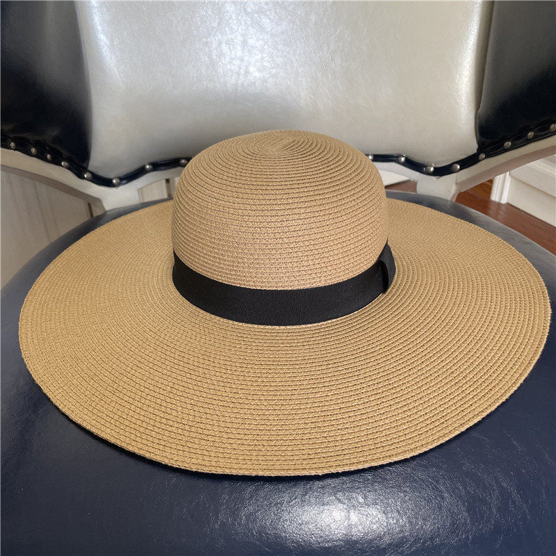 Women's Foldable Wide Brim Straw Sun Hat – French Beach Style