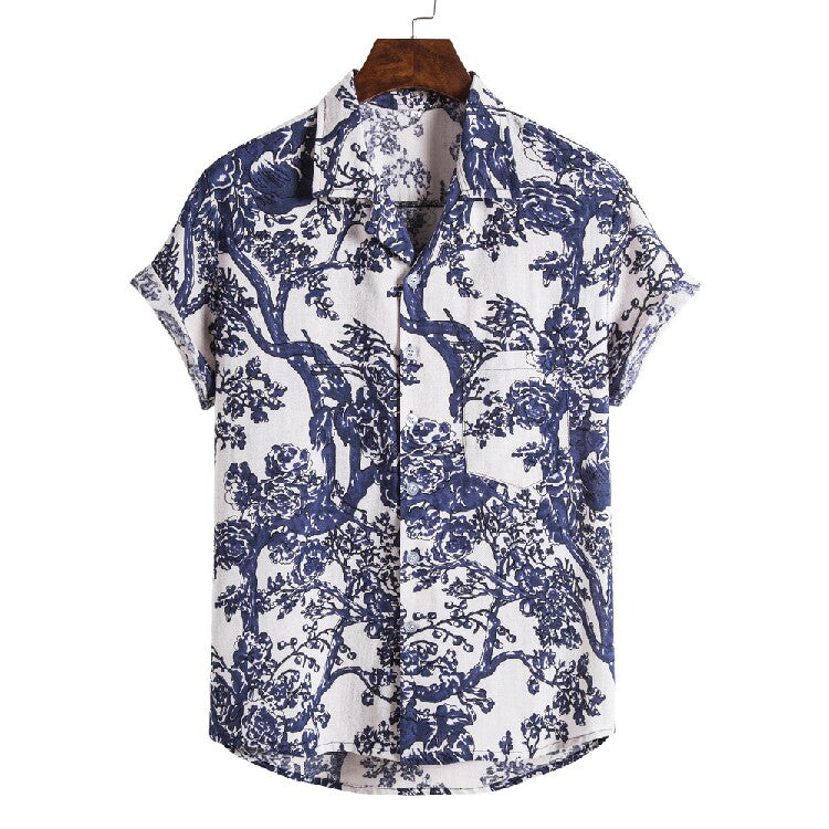 Men's Vintage Paisley Hawaiian Shirt – Casual Short Sleeve Button-Up Summer Beach Shirt