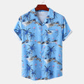Men's Tropical Island Button-Up Shirt – Coconut Palm Print Casual Summer Vacation Top