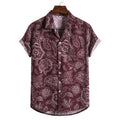 Men's Vintage Botanical Hawaiian Shirt – Casual Short Sleeve Button-Up Summer Beach Shirt