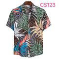 Men's Tropical Jungle Leaf Hawaiian Shirt – Colorful Palm Print Short Sleeve Button-Up